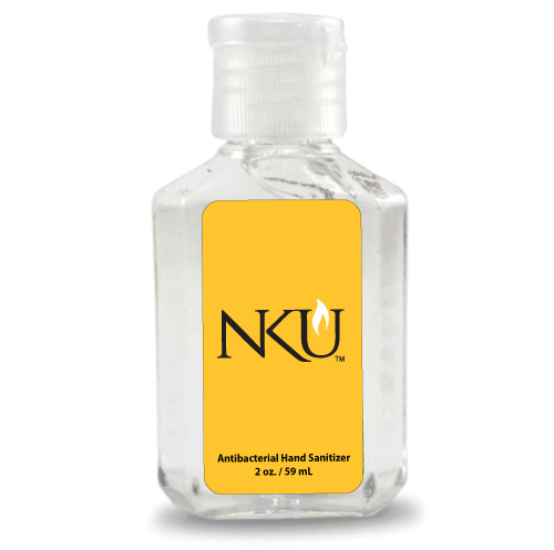 A 2oz bottle of hand sanitizer with NKU's logo on the front.