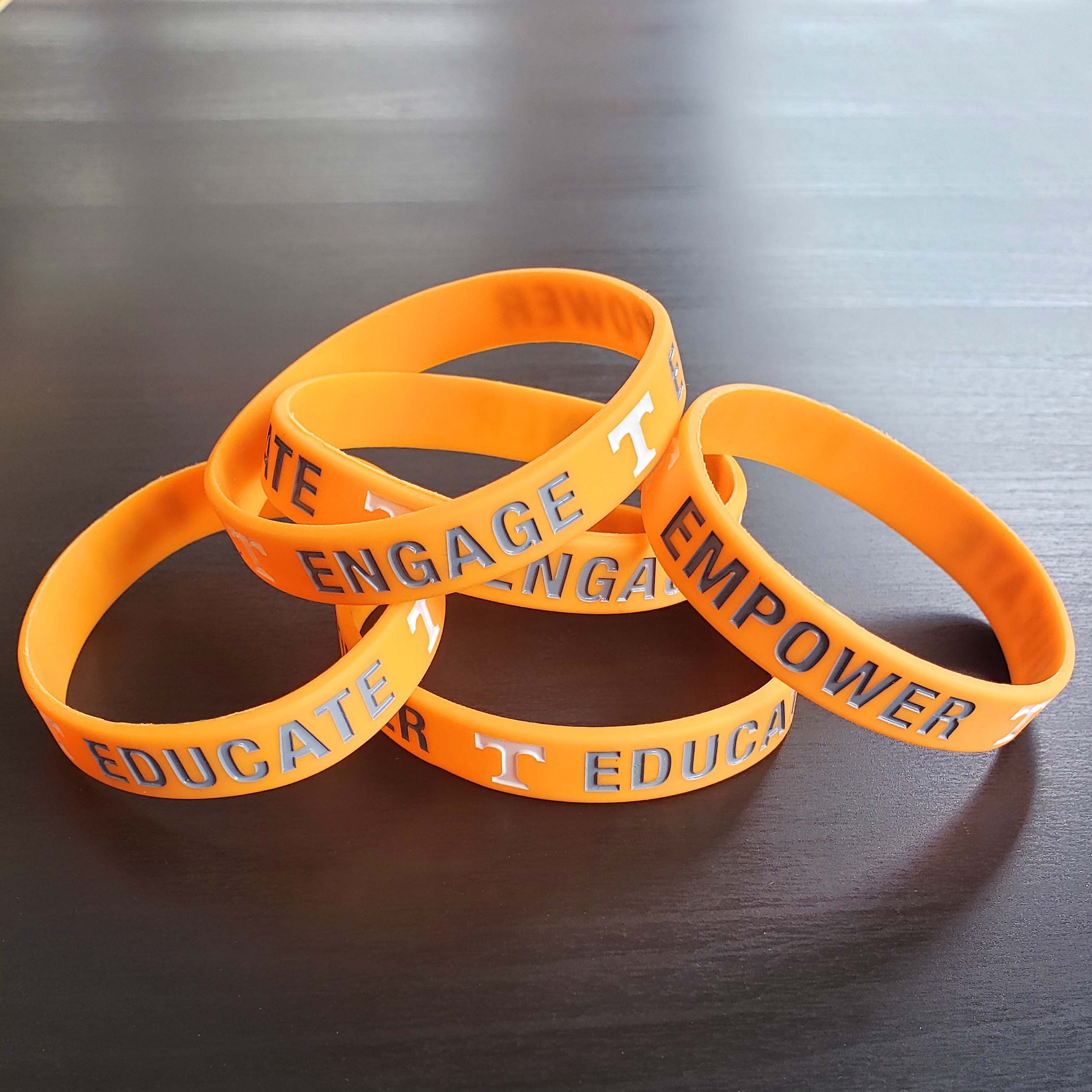 University of Tennessee orange bracelets.